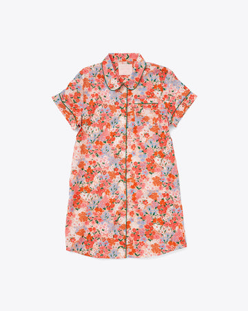 short sleeve leisure dress with a bright floral pattern