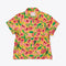 short sleeve pajama shirt in yellow with pink and green bold floral print and yellow piping detail