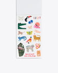 interior image of sticker page including various animals