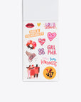 interior image of sticker sheet containing women empowerment themed stickers