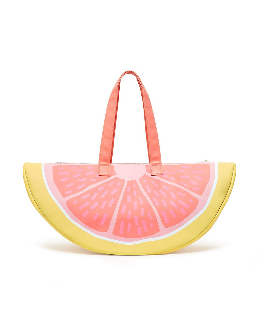 Back view of grapefruit bag, with handles extended