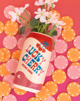 lucky cherry cream soda can vase with flowers inside