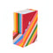 12 wellness notebooks in a diagonal rainbow stripe holder