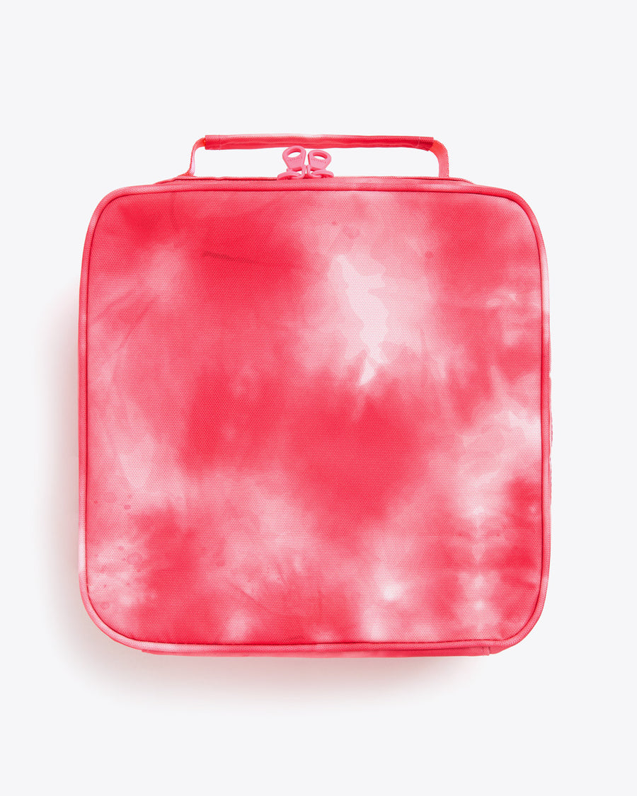 hot pink tie dye lunch bag with double zippers