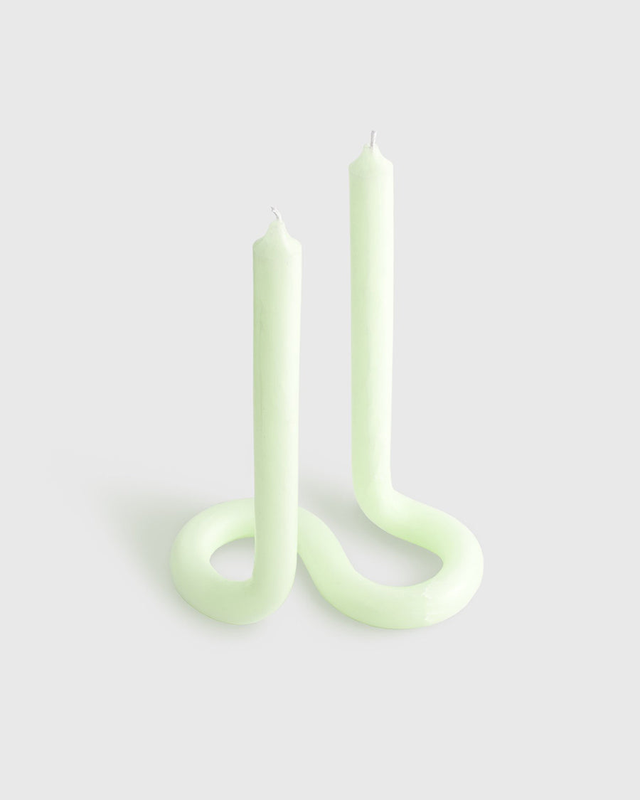pastel green twist candle with double wick